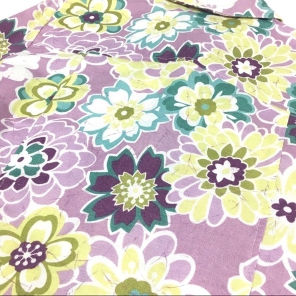 ALFRED DUNNER Linen Jacket Floral Blazer Shacket Y2K Boho Coastal Petite Size 6P - Picture 5 of 7